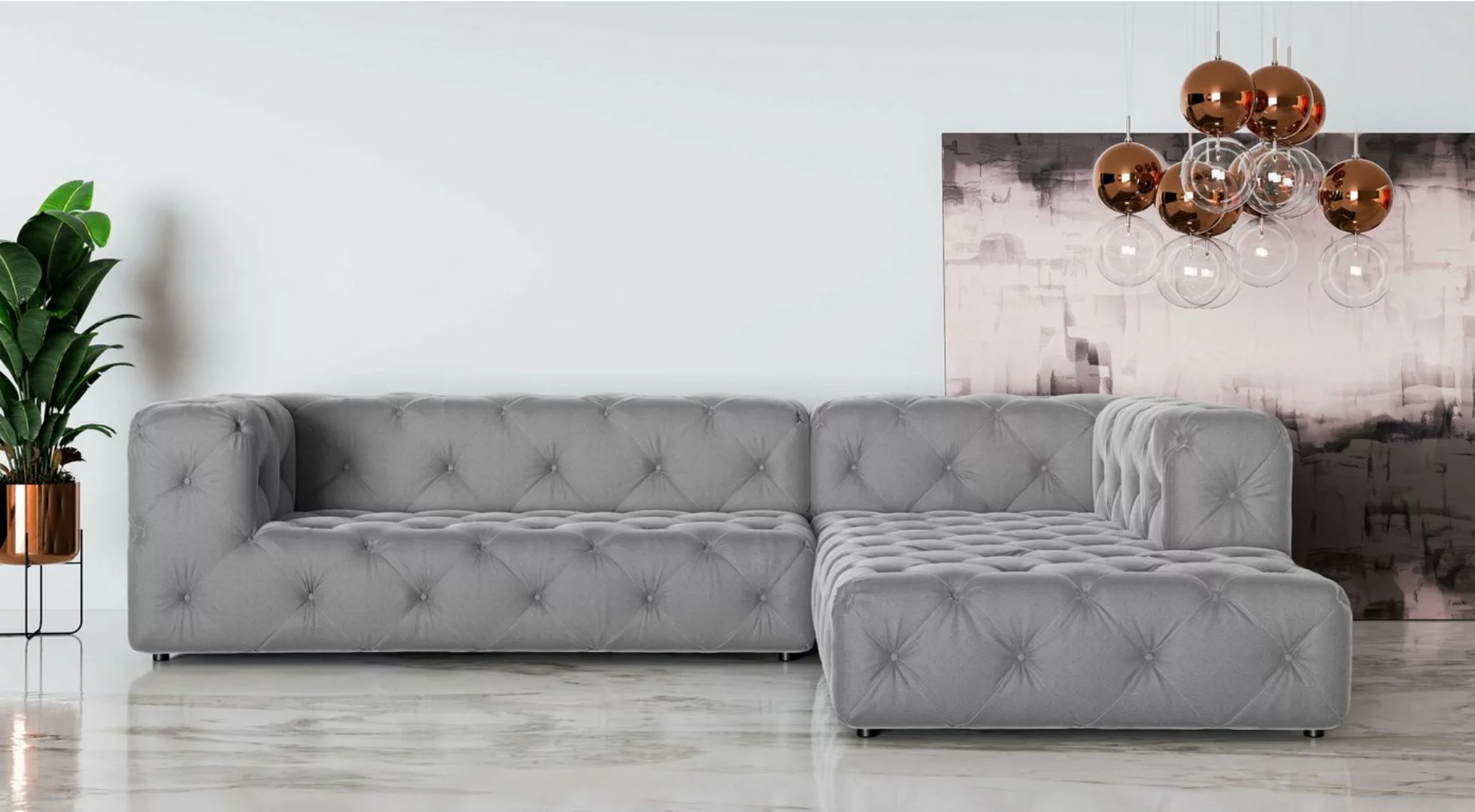 Places of Style Ecksofa FOLLINA, L-Form, mit klassischer Chesterfield-Knopf günstig online kaufen