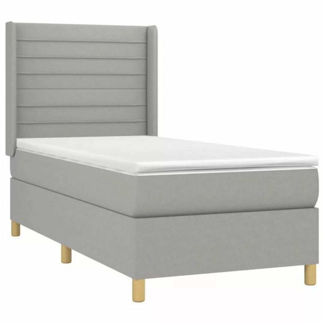 vidaXL Bett Boxspringbett mit Matratze & LED Hellgrau 90x190 cm Stoff günstig online kaufen