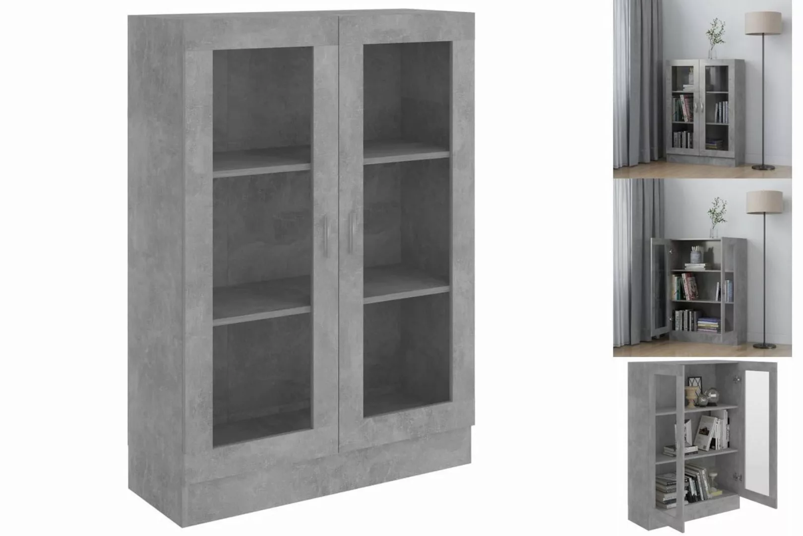 vidaXL Vitrine Bücherschrank Vitrinenschrank Vitrine Betongrau 82,5x30,5x11 günstig online kaufen