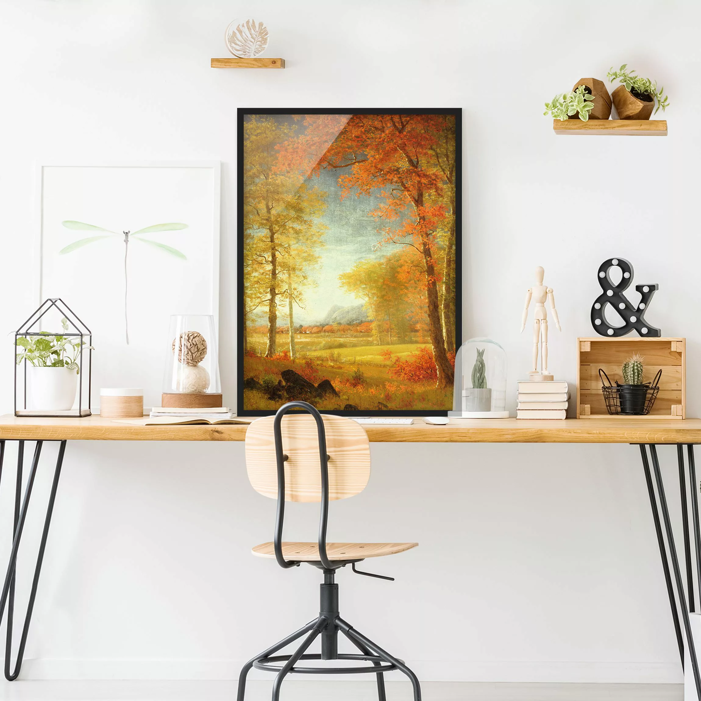 Bild mit Rahmen Natur & Landschaft - Hochformat Albert Bierstadt - Herbst i günstig online kaufen