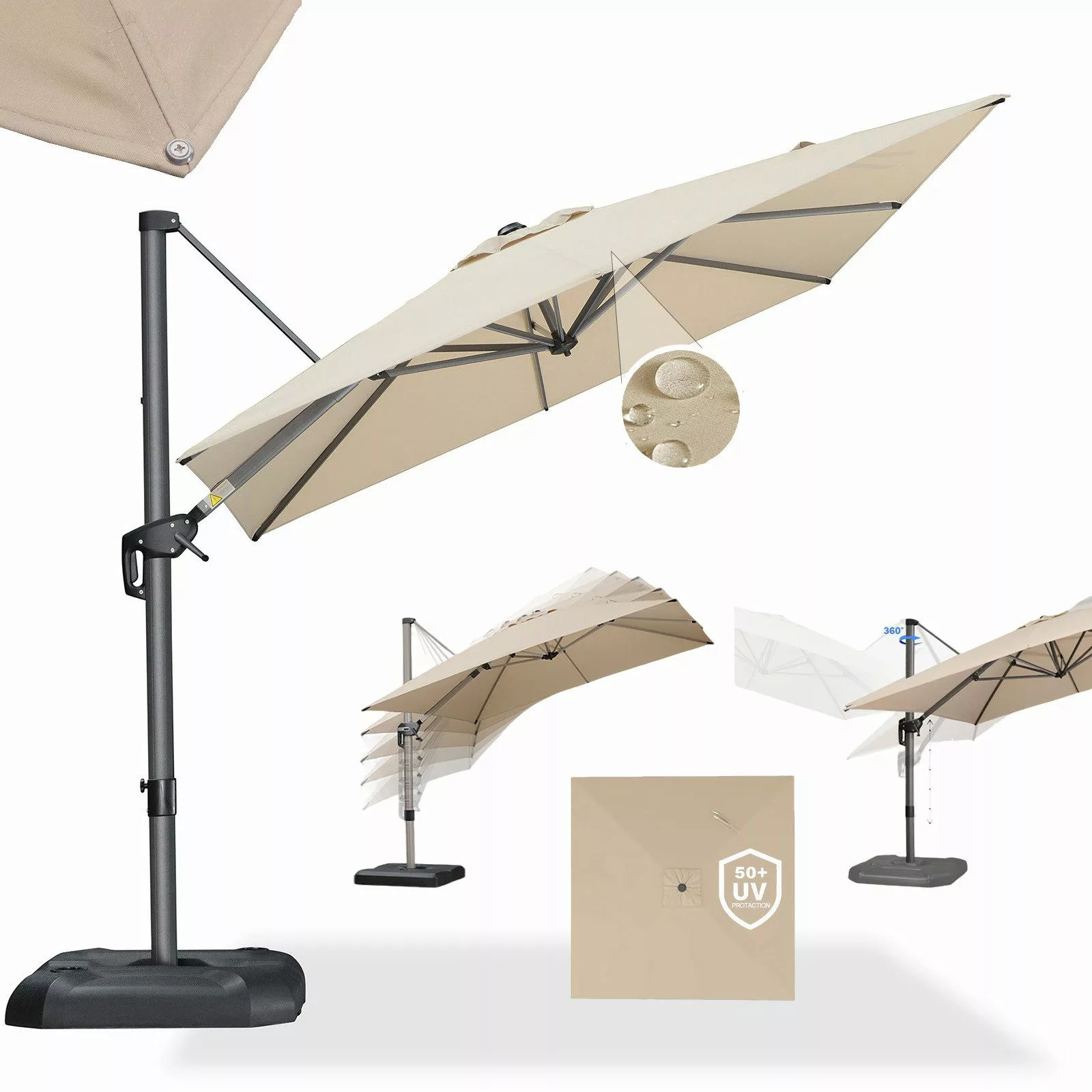 PURPLE LEAF Ampelschirm Quadratischer Terrassenschirm, Alu günstig online kaufen