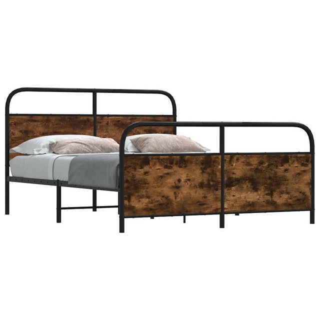 vidaXL Bett, Metallbett ohne Matratze Braun Eichen-Optik 193x203 cm günstig online kaufen