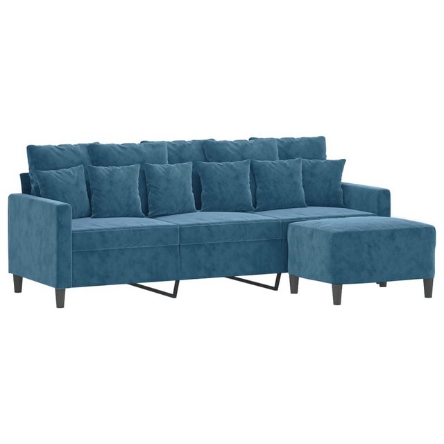 vidaXL Sofa 3-Sitzer-Sofa mit Hocker Blau 180 cm Samt günstig online kaufen