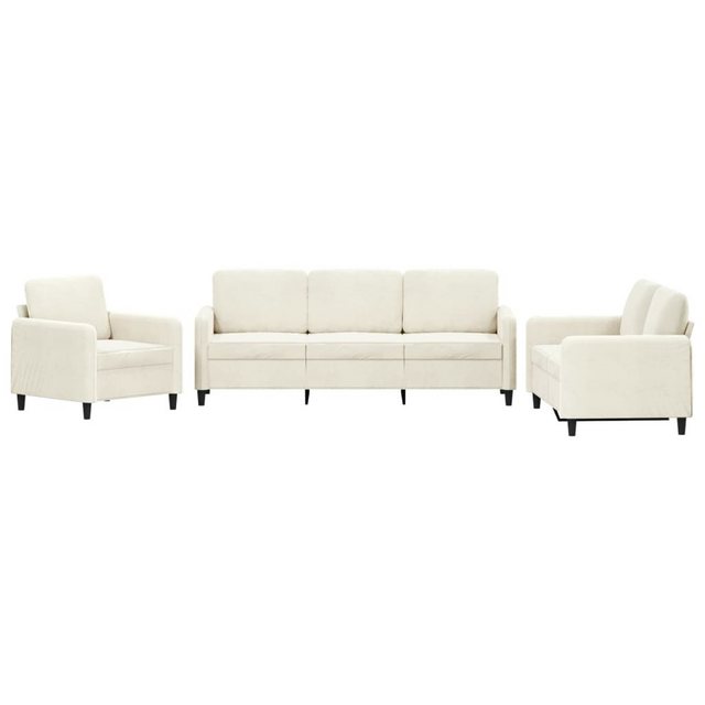 vidaXL Sofa 3-tlg. Sofagarnitur Creme Samt günstig online kaufen