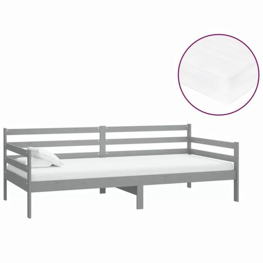 furnicato Bett Tagesbett mit Matratze 90x200 cm Grau Kiefer Massivholz günstig online kaufen