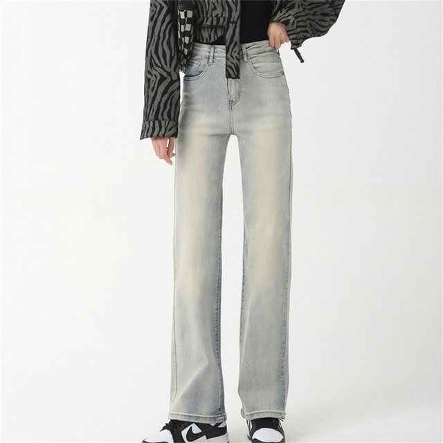 RUZU UG Slouchy Jeans Retro-Slim-Fit-Jeans mit verkürzter, gerader Passform günstig online kaufen