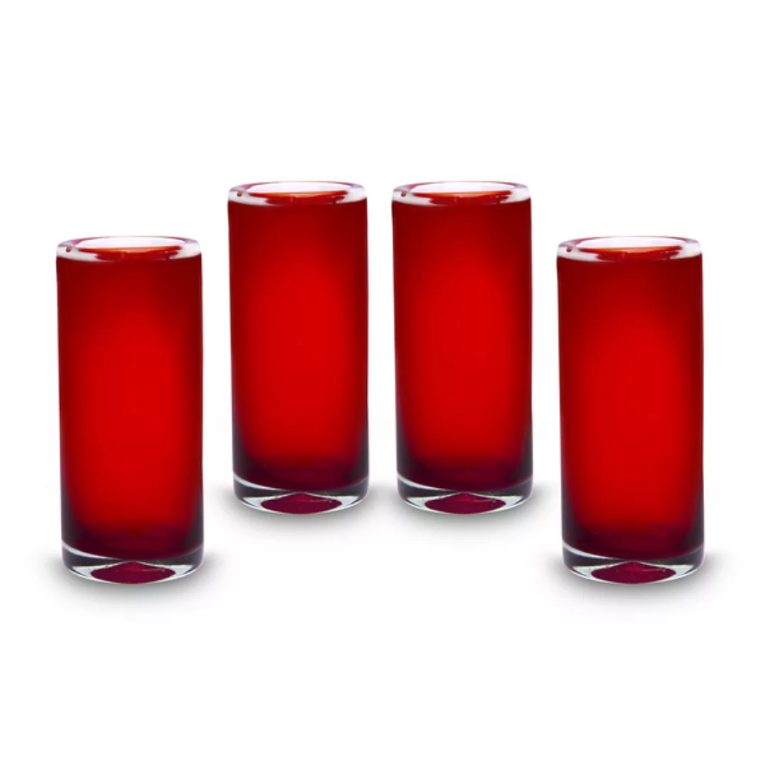 Mundgeblasene Trinkgläser 4er Set Rubi Rot 650ml günstig online kaufen