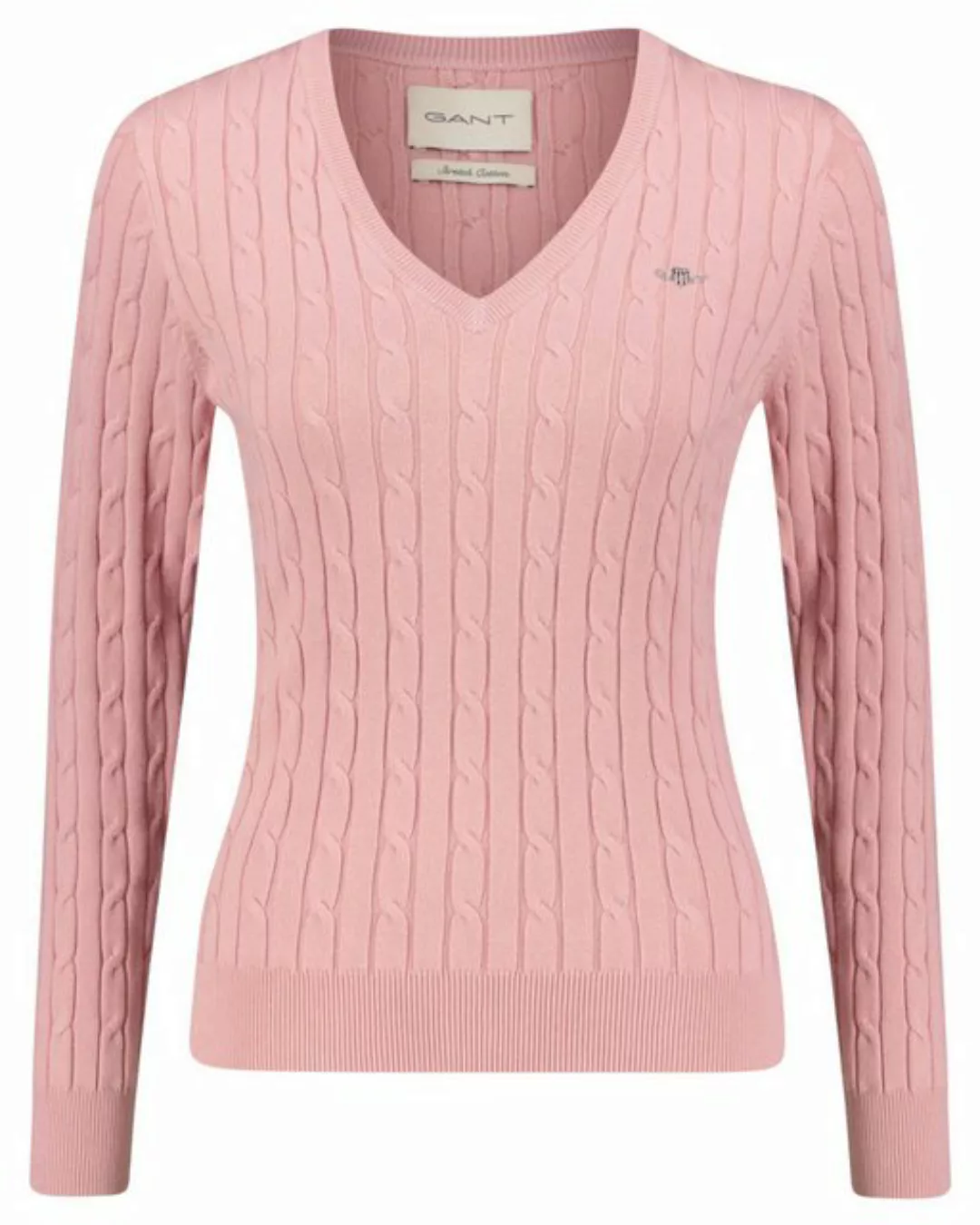 Gant Strickpullover Damen Strickpullover STRETCH COTTON CABLE V-NECK (1-tlg günstig online kaufen