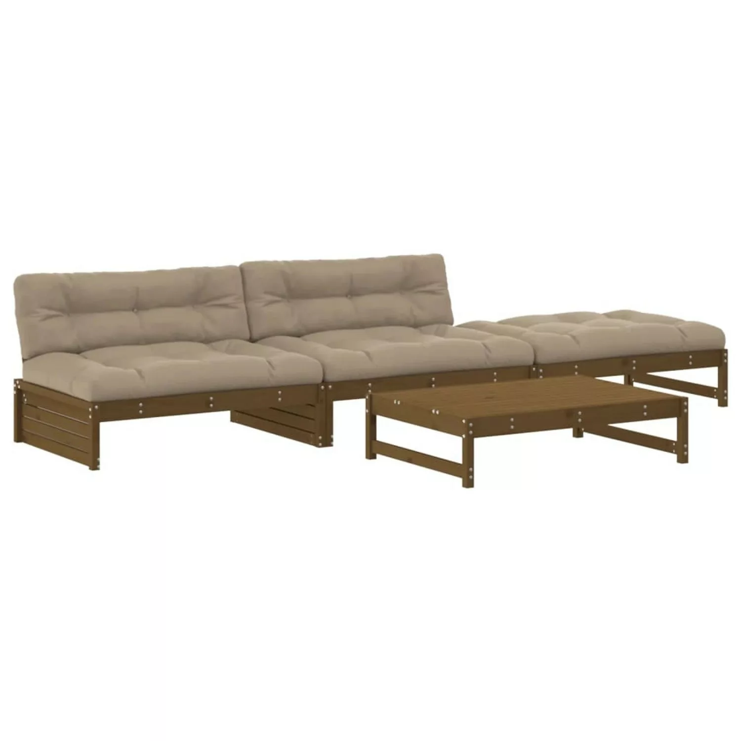 vidaXL 4-tlg Garten-Lounge-Set mit Kissen Honigbraun Kiefernholz Modell 7 günstig online kaufen