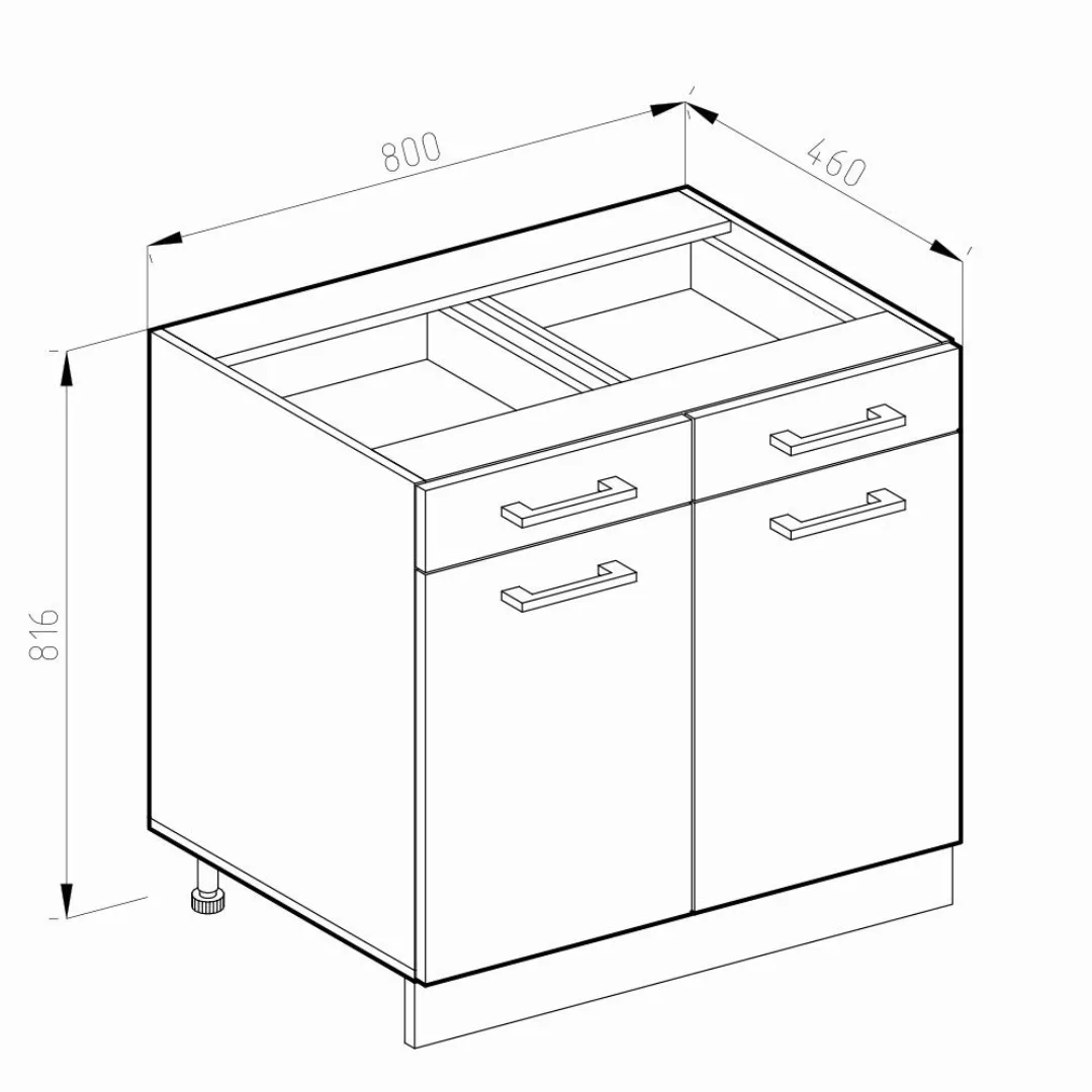 Vicco Unterschrank R-Line, Goldkraft Eiche/Anthrazit, 80 günstig online kaufen