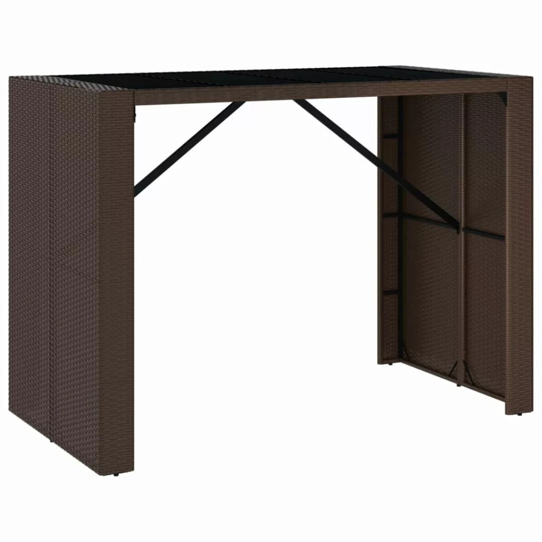 Vidaxl Bartisch Mit Glasplatte Braun 145x80x110 Cm Poly Rattan günstig online kaufen