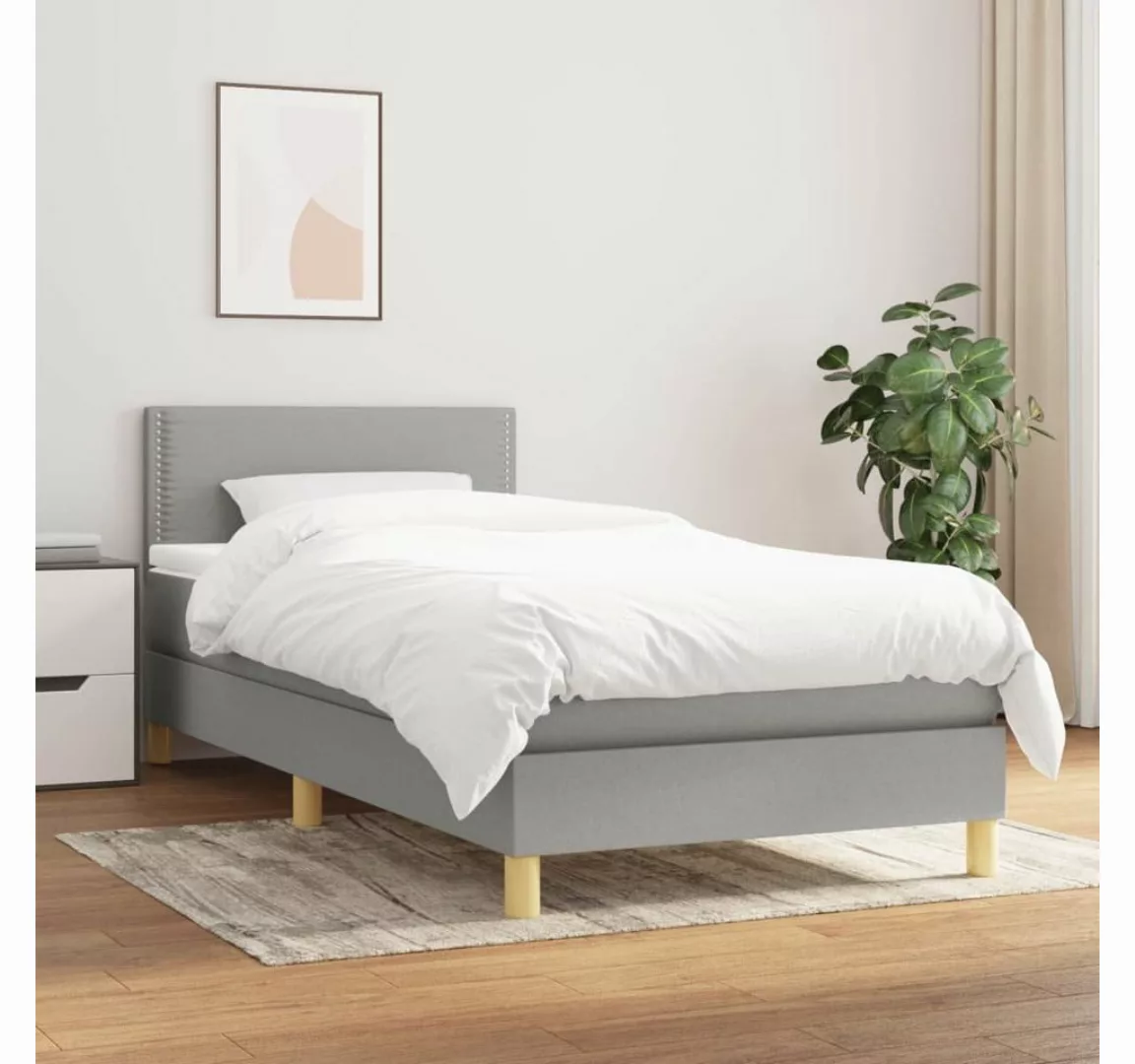 furnicato Bett Boxspringbett mit Matratze Hellgrau 90x200 cm Stoff günstig online kaufen