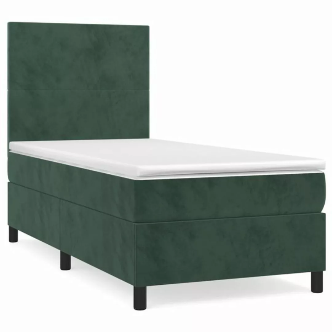 vidaXL Boxspringbett Boxspringbett mit Matratze Dunkelgrün 90x200 cm Samt B günstig online kaufen