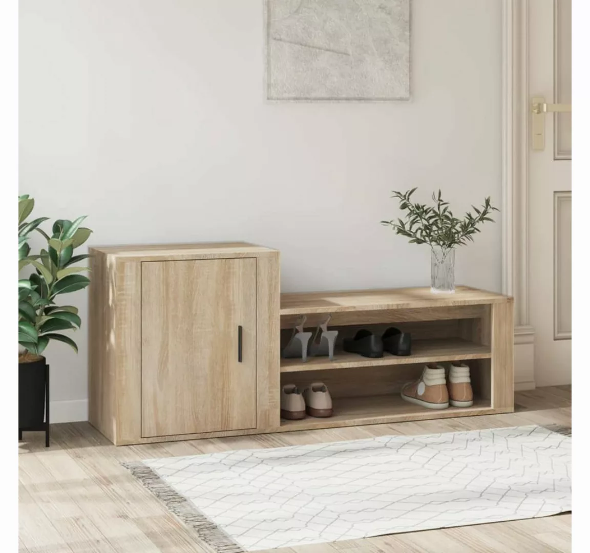 furnicato Schuhschrank Sonoma-Eiche 130x35x54 cm Holzwerkstoff günstig online kaufen