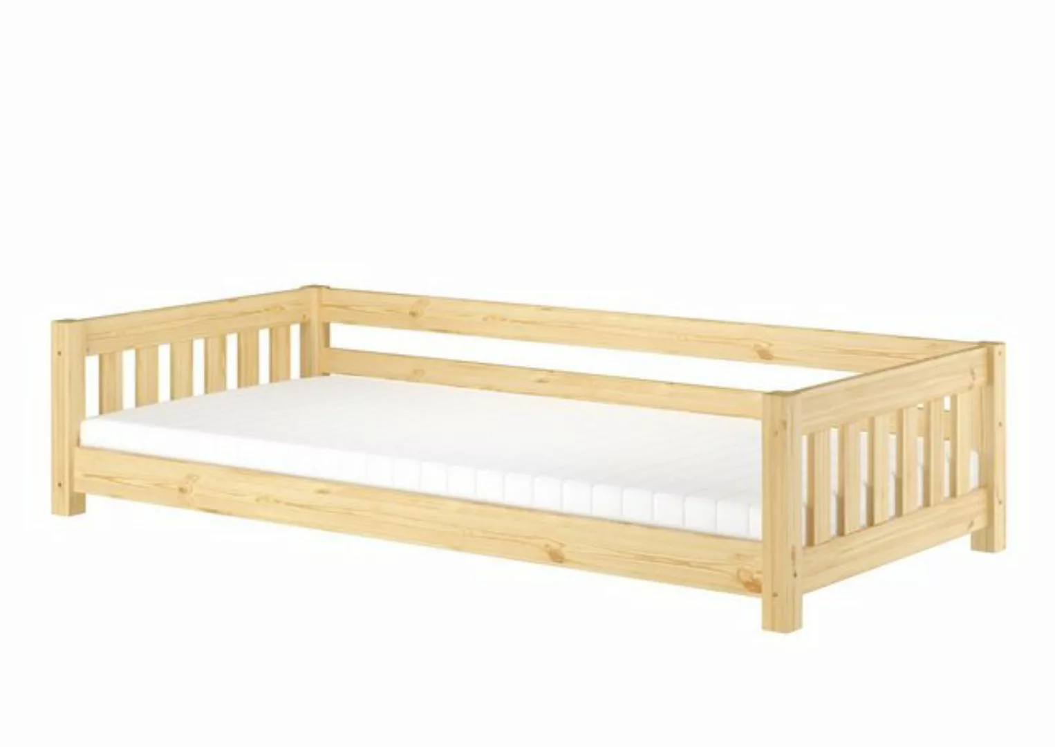 ERST-HOLZ Bett Niederflurbett für Kinder mit Sicherung 90x200 Kiefer massiv günstig online kaufen