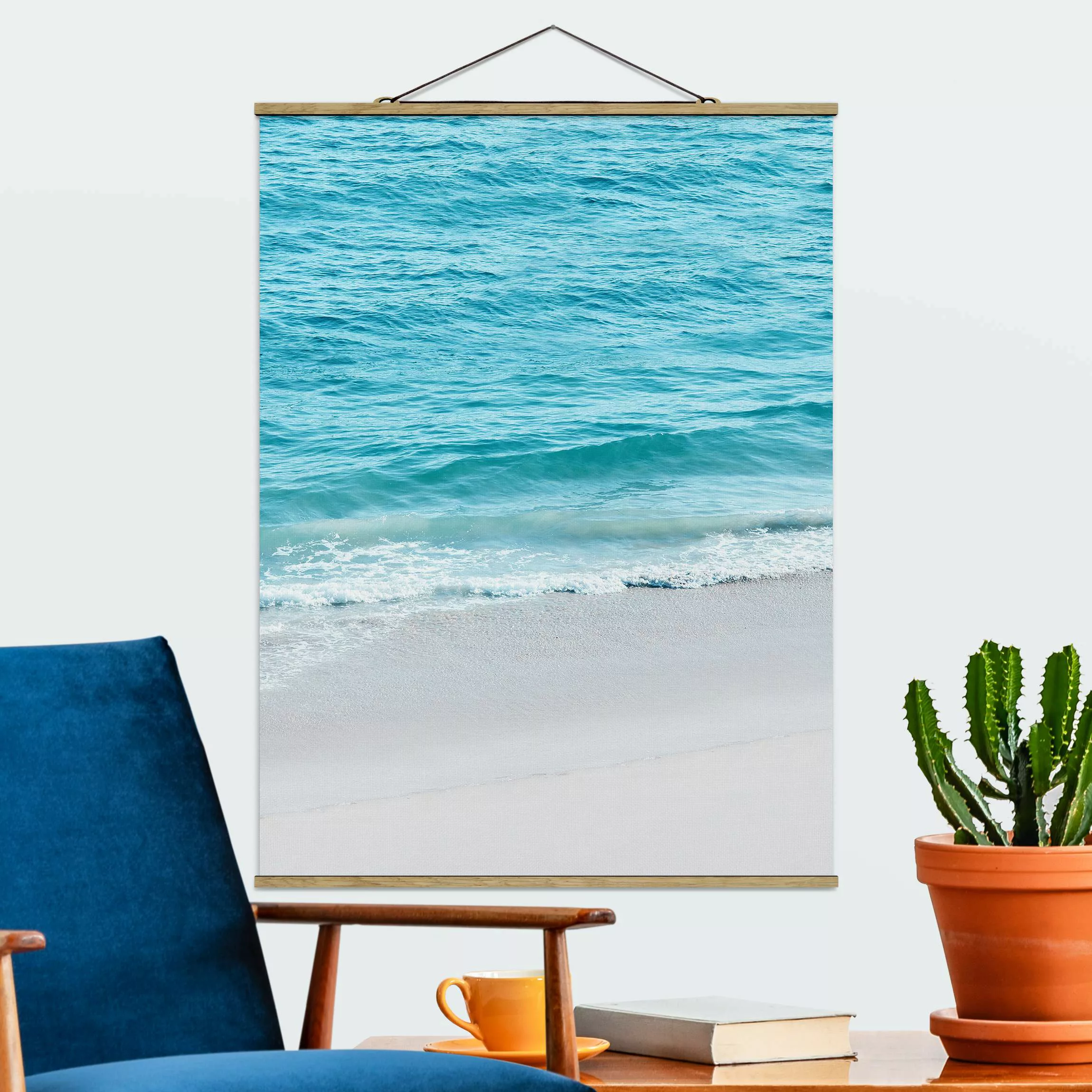 Stoffbild mit Posterleisten Sanfte Wellen in Malibu günstig online kaufen