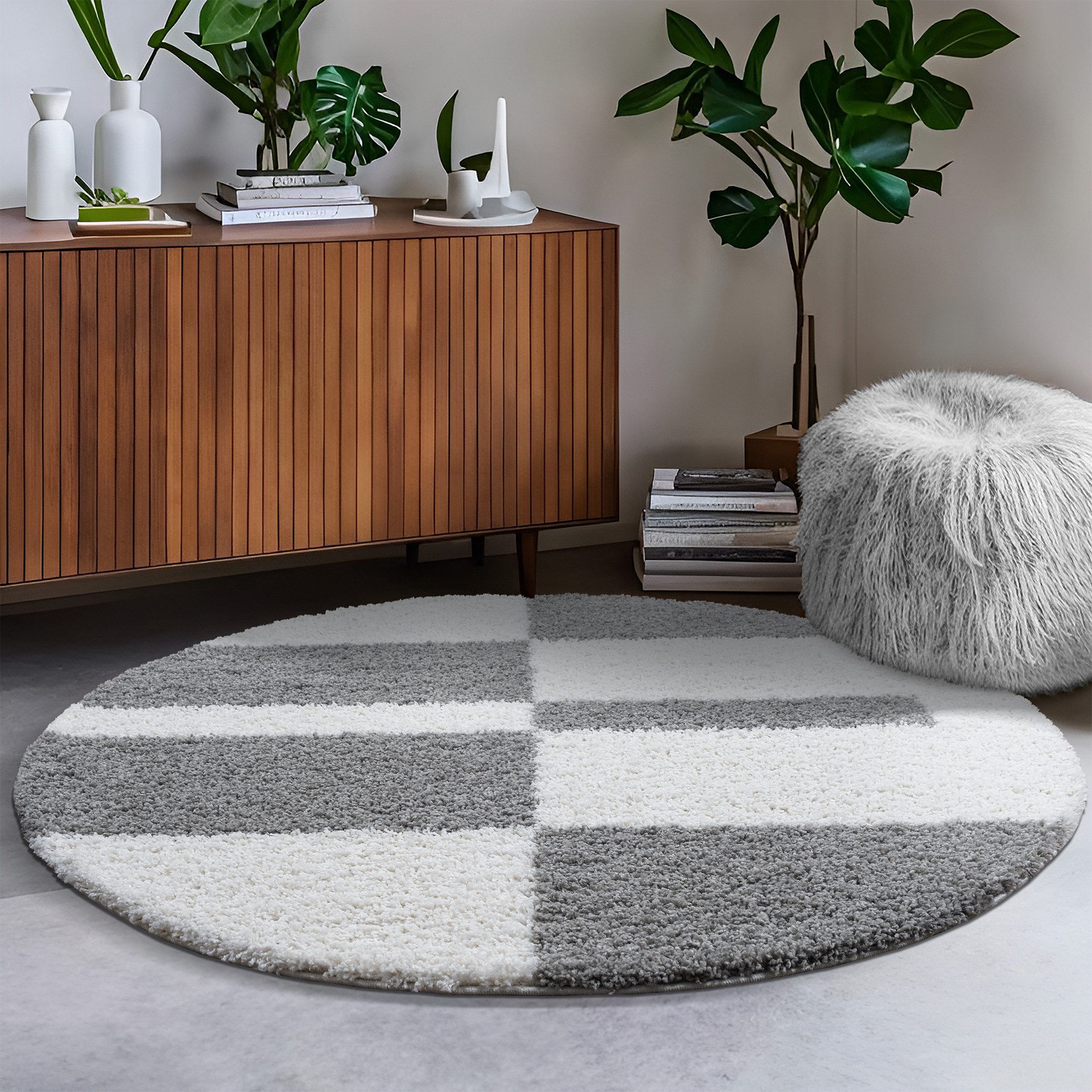 Sanat Hochflor-Teppich »Milano 1254«, rund, 30 mm Höhe, Hochflor, Wohnzimme günstig online kaufen