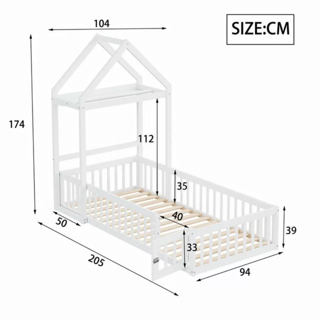 Merax Kinderbett, 90x200 Einzelbett aus Massivholz mit Stauraum günstig online kaufen