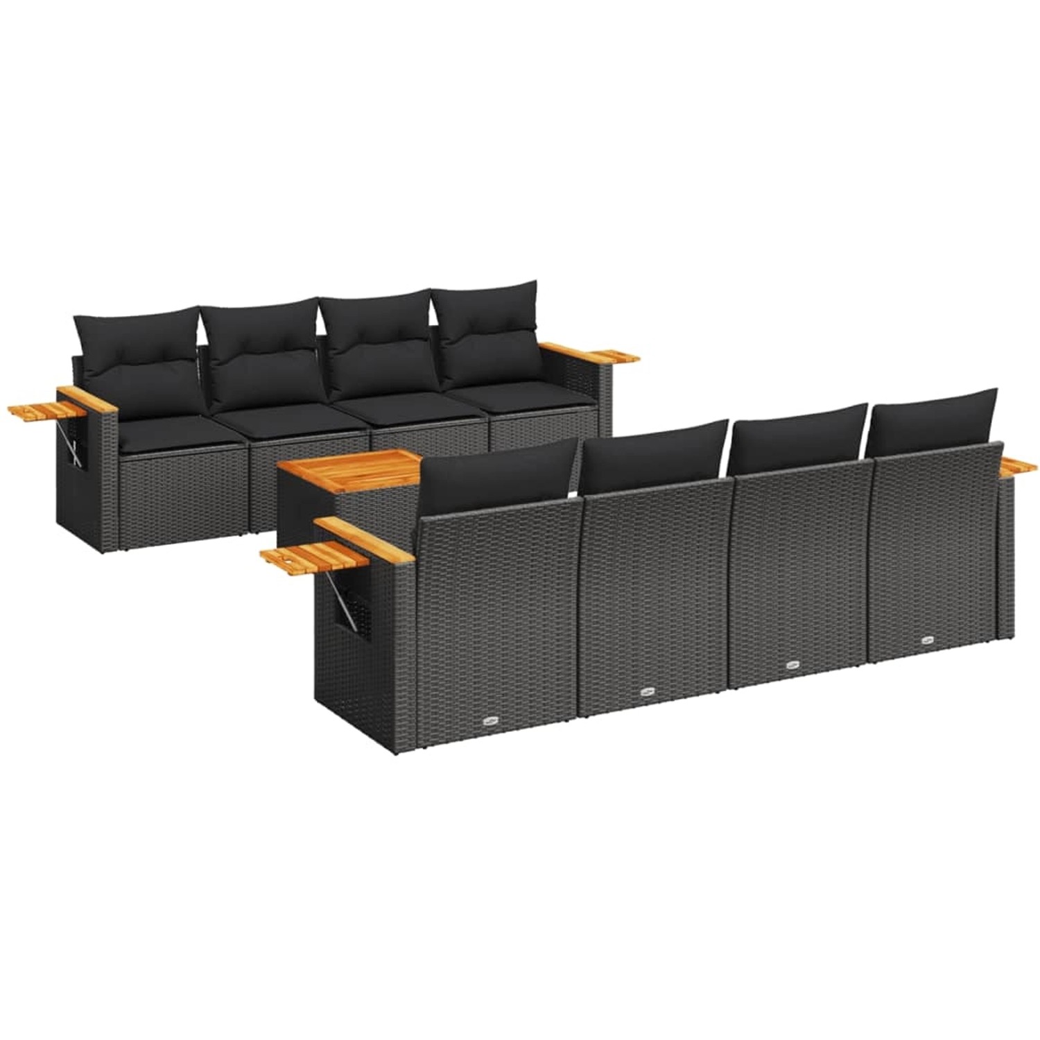 vidaXL 9-tlg Garten-Sofagarnitur mit Kissen Schwarz Poly Rattan Modell 181 günstig online kaufen