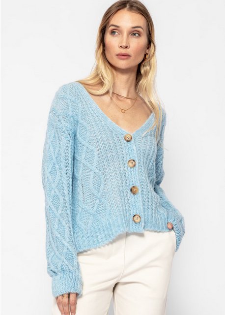 SASSYCLASSY Cardigan Damen Lockere Strickjacke mit Zopfmuster Feminer Cardi günstig online kaufen