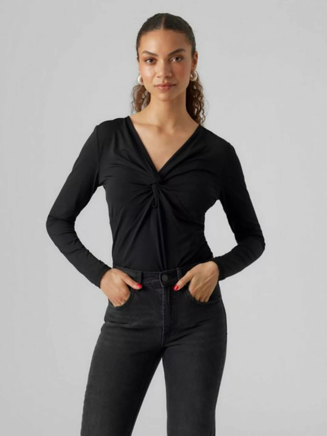 Vero Moda Langarmshirt VMHEVI (1-tlg) Drapiert/gerafft günstig online kaufen