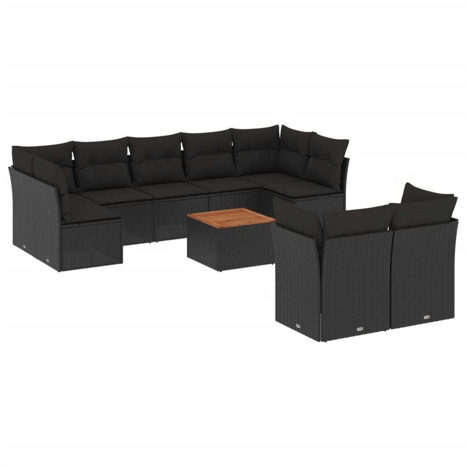vidaXL 10-Tlg Garten-Sofagarnitur mit Kissen Schwarz Poly Rattan 3256139 günstig online kaufen