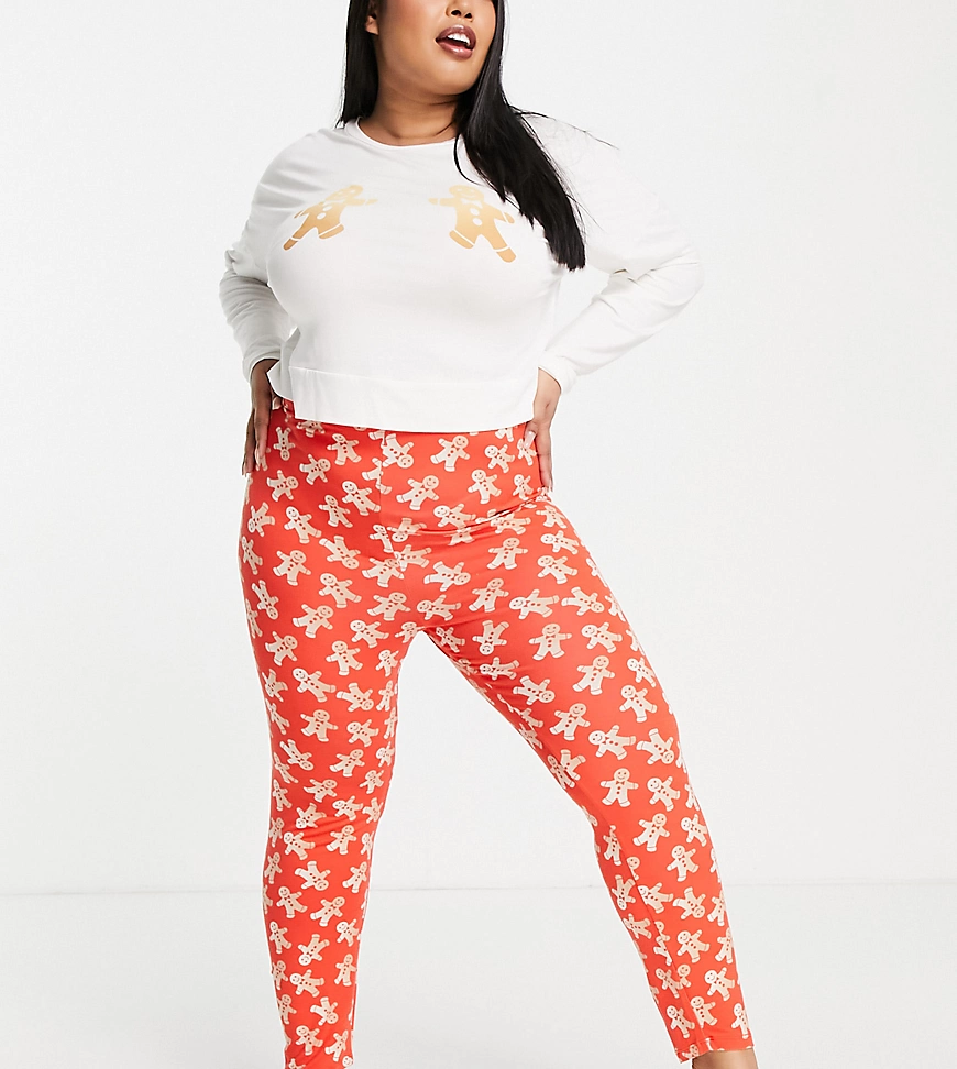 Missguided Plus – Pyjama in Rot mit Keksmuster günstig online kaufen