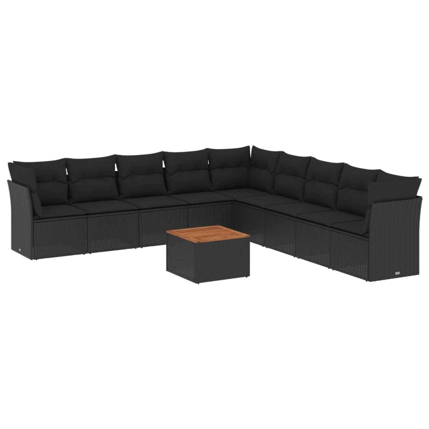 vidaXL 10-Tlg Garten-Sofagarnitur mit Kissen Schwarz Poly Rattan 3256020 günstig online kaufen