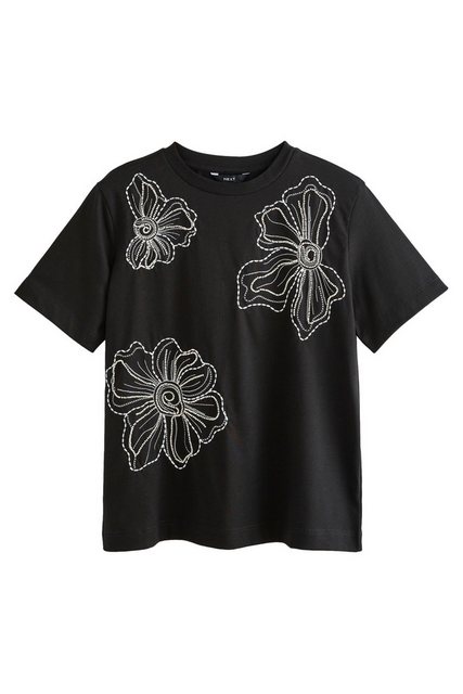 Next T-Shirt T-Shirt mit floralen Perlendetails aus Baumwolle (1-tlg) günstig online kaufen