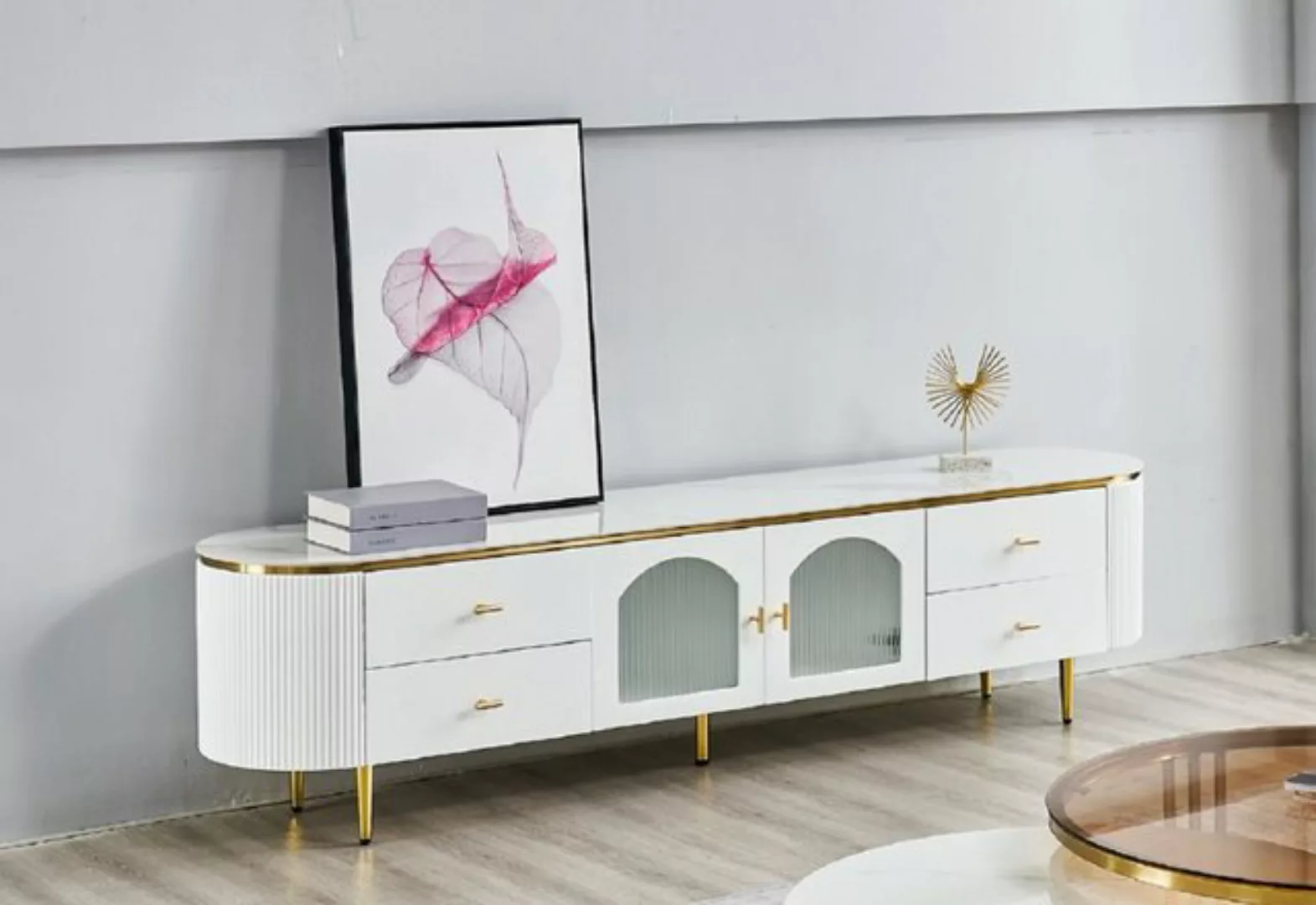 JVmoebel TV-Schrank Ovaler Fernseh Lowboard tv Sideboard Wohnzimmer Holz Mö günstig online kaufen