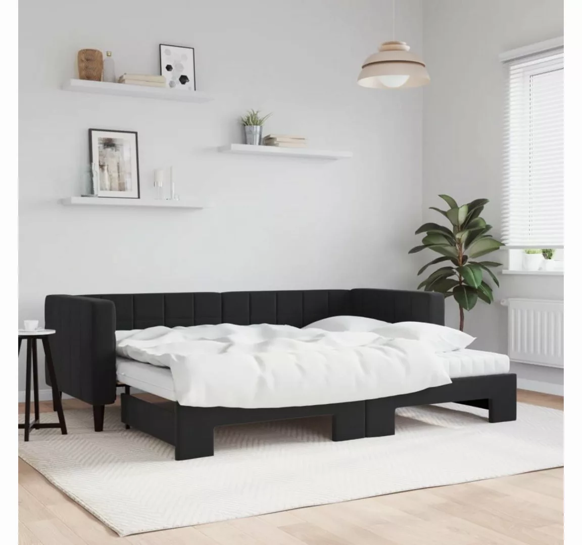 vidaXL Gästebett Gästebett Tagesbett Ausziehbar mit Matratzen Schwarz 80x20 günstig online kaufen