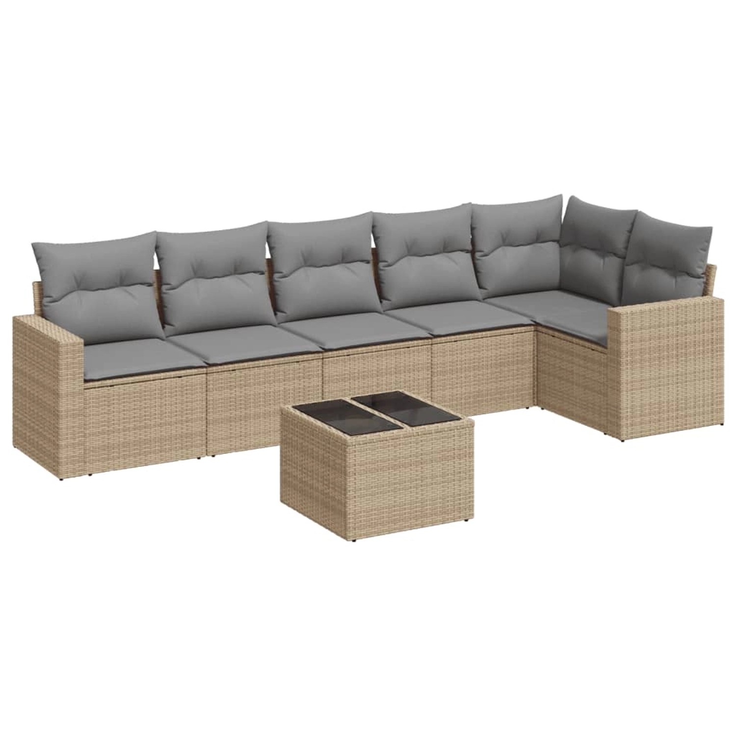 vidaXL 7-Tlg Garten-Sofagarnitur mit Kissen Beige Poly Rattan 3218989 günstig online kaufen