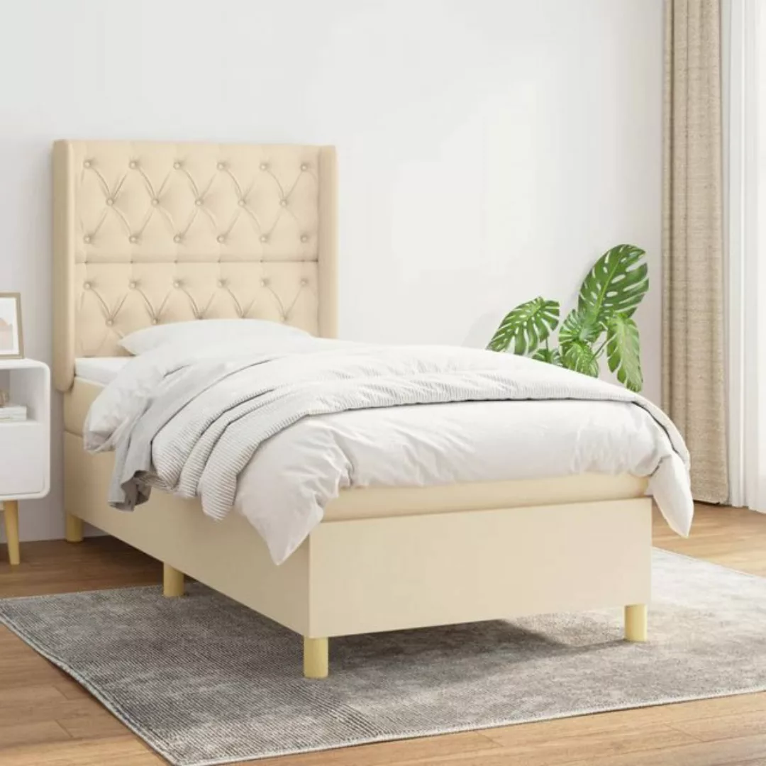 vidaXL Bettgestell Boxspringbett mit Matratze Creme 80x200 cm Stoff Bett Be günstig online kaufen