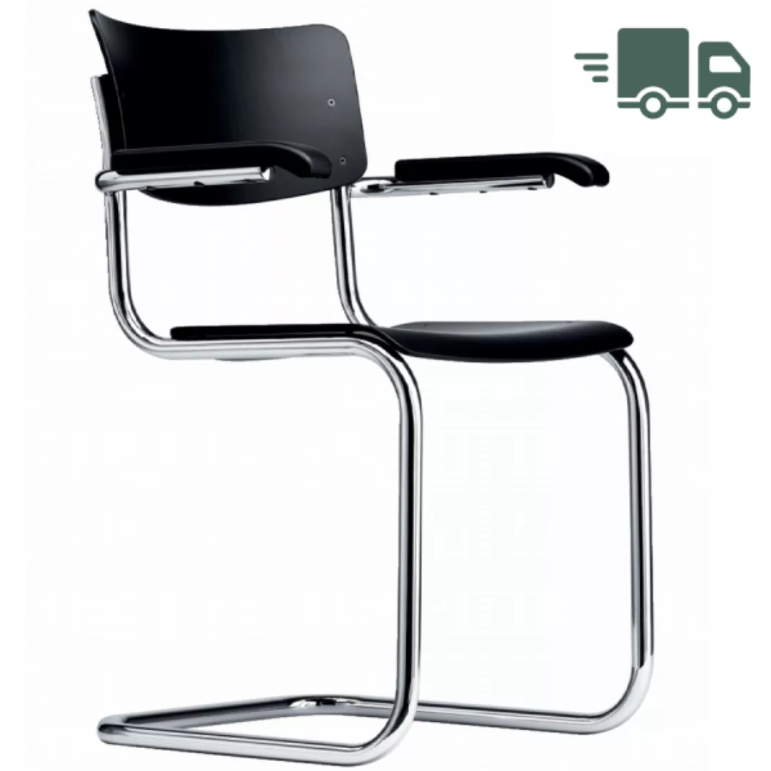 Thonet - S 43 F Freischwinger Armlehnstuhl - schwarz TP 29/gebeizt/BxHxT 56 günstig online kaufen