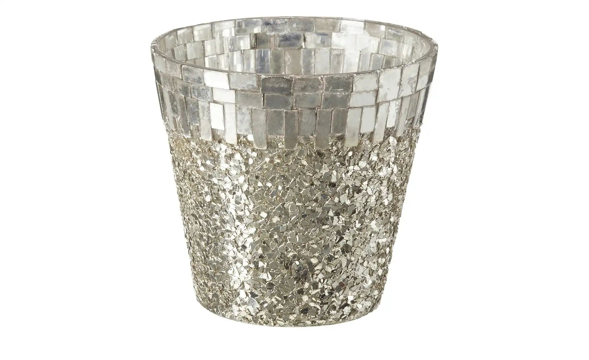 HOME STORY Teelichtglas ¦ silber ¦ Glas  ¦ Maße (cm): H: 12  Ø: 13 Weihnach günstig online kaufen