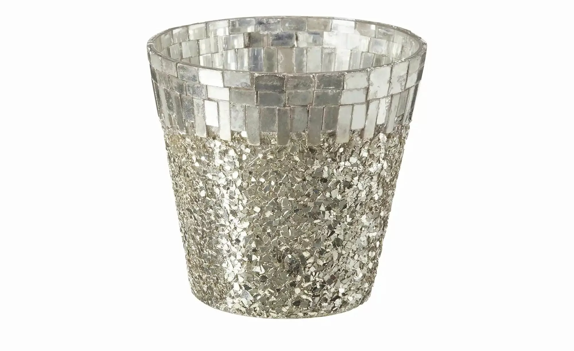 HOME STORY Teelichtglas   ¦ silber ¦ Glas ¦ Maße (cm): H: 12  Ø: 13 Weihnac günstig online kaufen