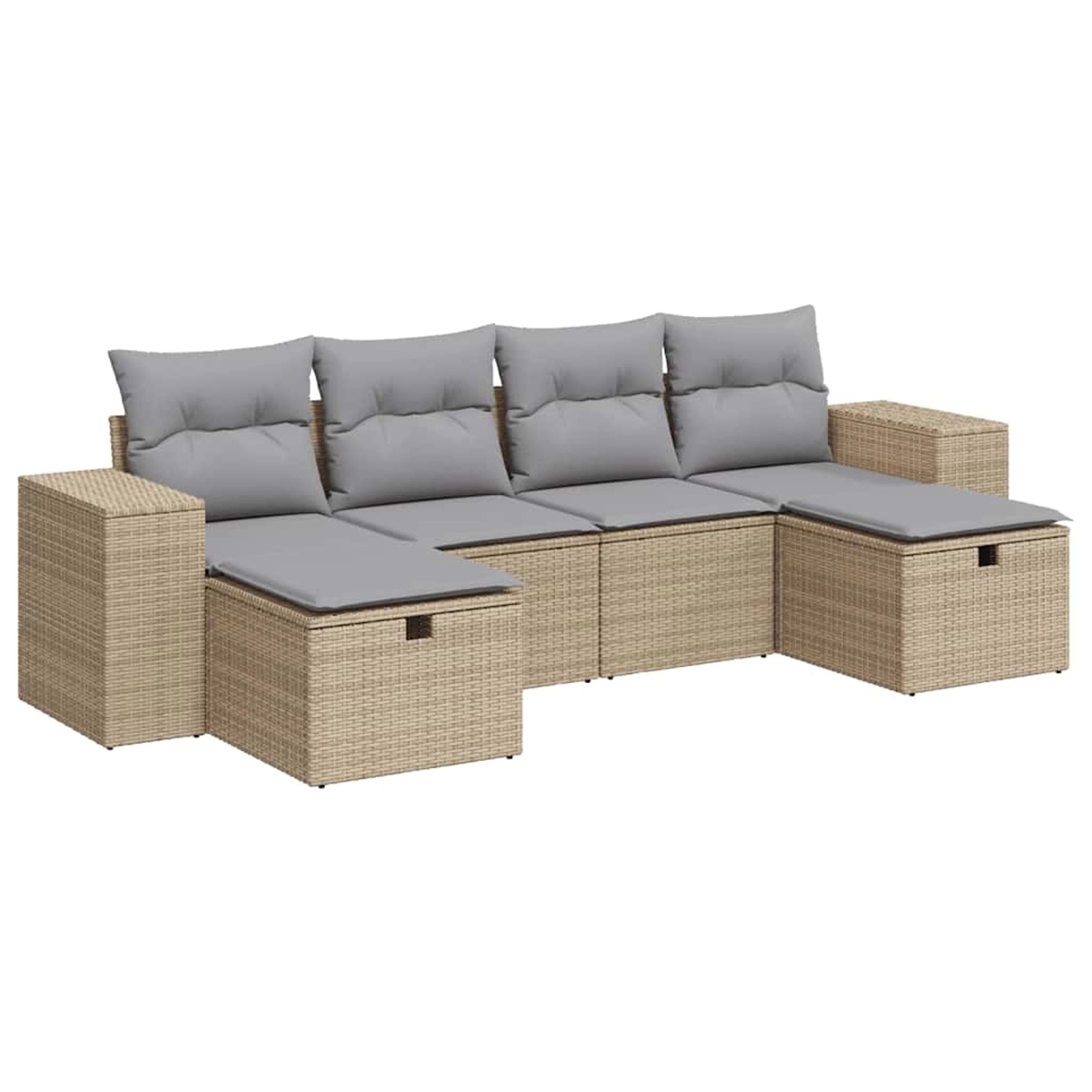 vidaXL 6-Tlg Garten-Sofagarnitur mit Kissen Beige Poly Rattan 3325725 günstig online kaufen