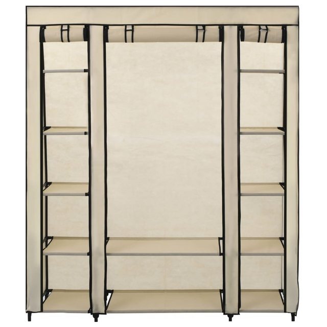 furnicato Stoffschrank mit Fächern Kleiderstangen Creme 150x45x176cm günstig online kaufen