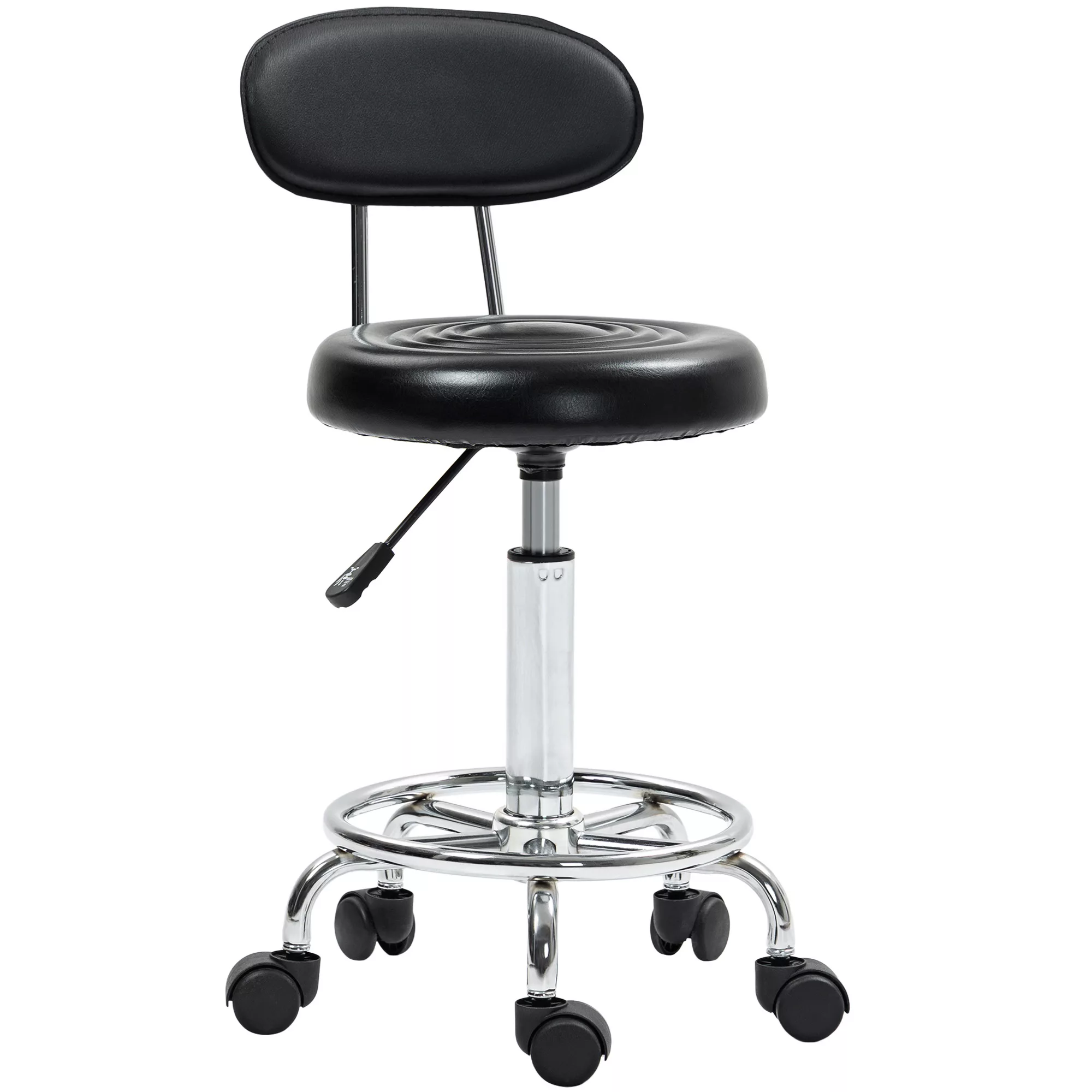 HOMCOM Rollhocker höhenverstellbar Drehhocker Drehbar Salon Hocker mit Lehn günstig online kaufen