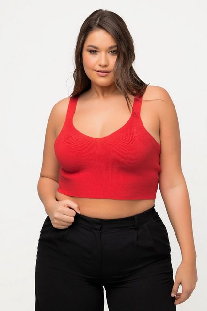 Ulla Popken Pullunder Strick-Bustier Rippstrick V-Ausschnitt günstig online kaufen