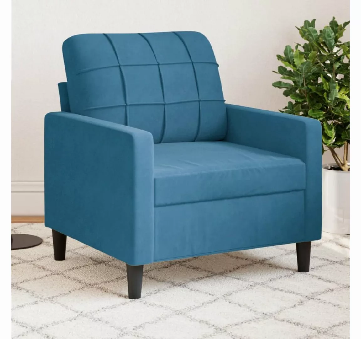 vidaXL Sofa Sofa/ 2-Sitzer/ 3-Sitzer Samt, 60 cm, Blau günstig online kaufen