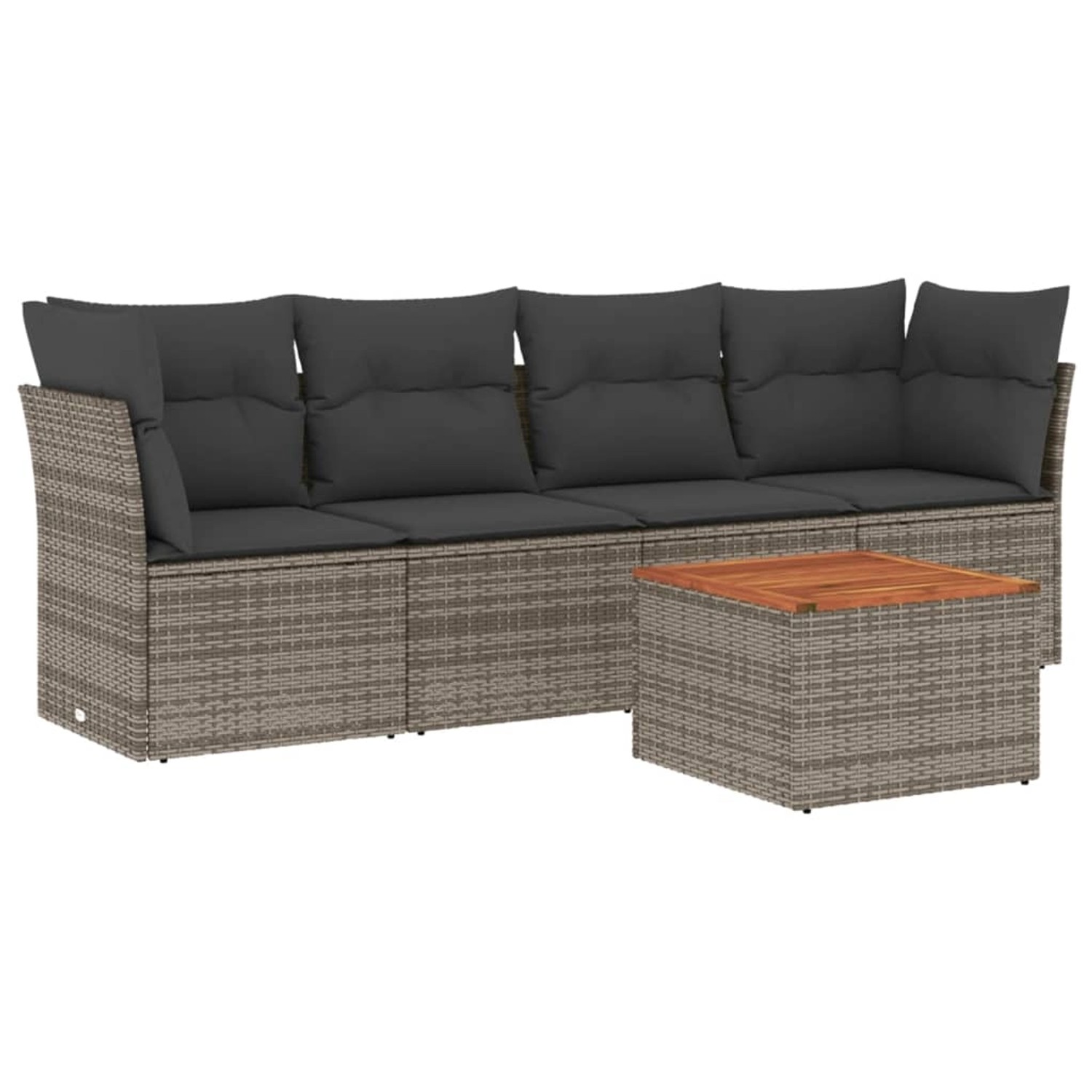 vidaXL 5-tlg Garten-Sofagarnitur mit Kissen Grau Poly Rattan Modell 51 günstig online kaufen