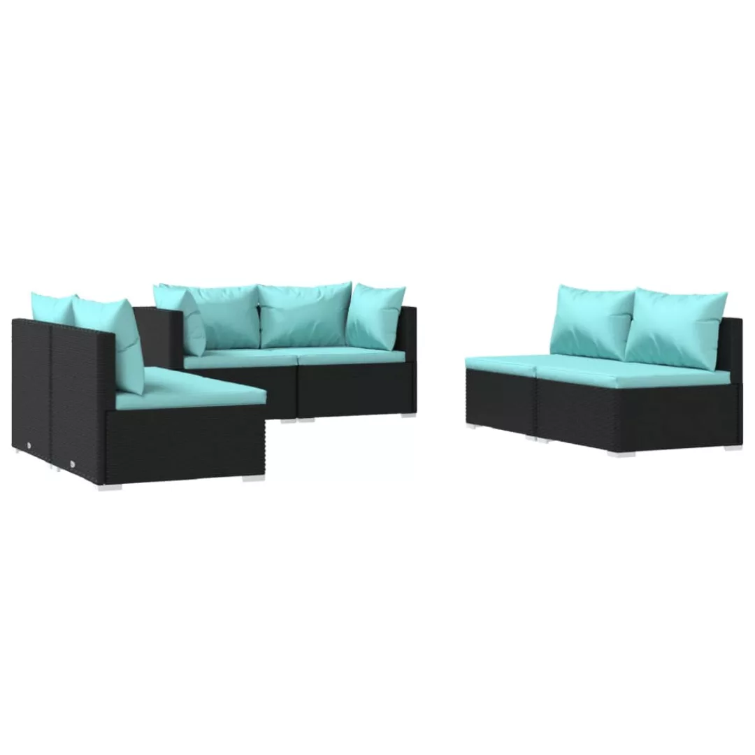 Vidaxl 6-tlg. Garten-lounge-set Mit Kissen Poly Rattan Schwarz günstig online kaufen