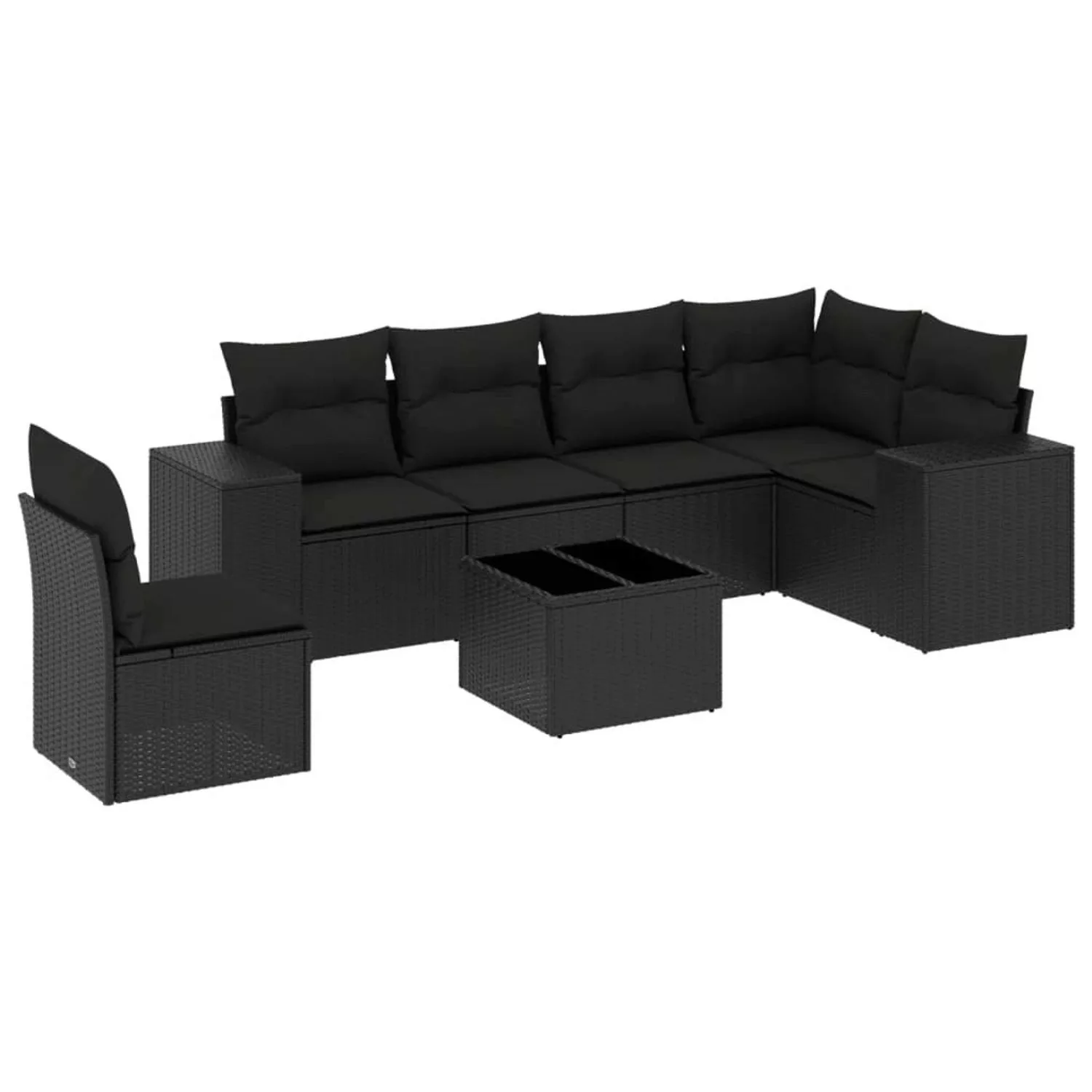 vidaXL 7-tlg Garten-Sofagarnitur mit Kissen Schwarz Poly Rattan Modell 248 günstig online kaufen