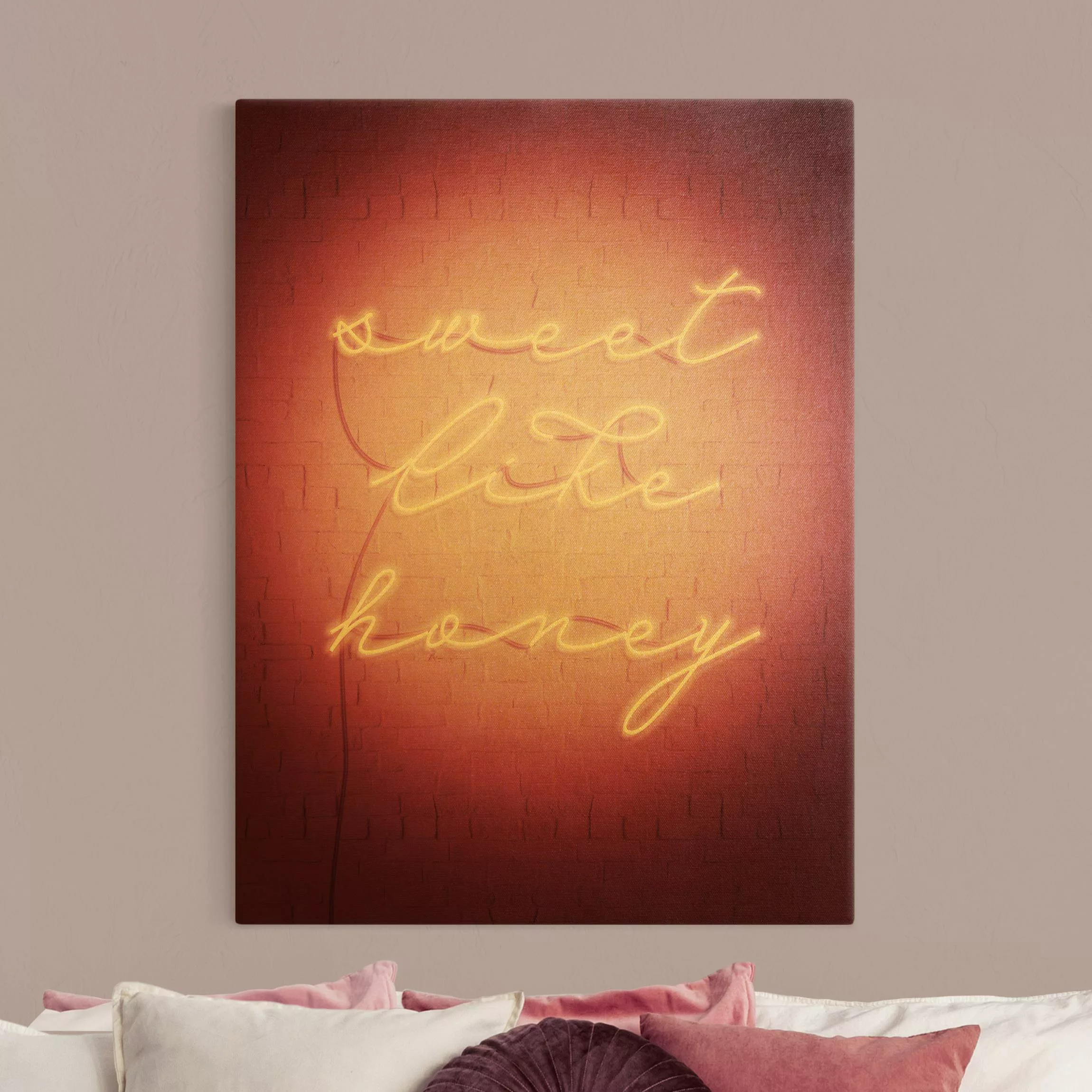 Leinwandbild Gold Neon Schriftzug - sweet like honey günstig online kaufen