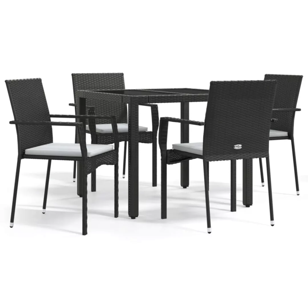 Vidaxl 5-tlg. Garten-essgruppe Mit Kissen Schwarz Poly Rattan günstig online kaufen