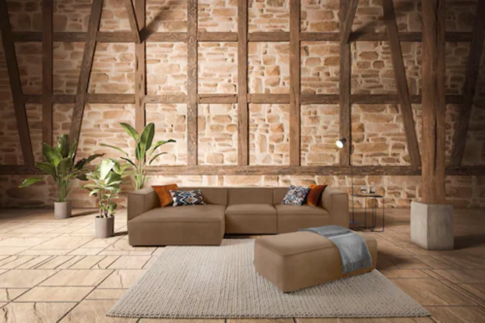 W.SCHILLIG Ecksofa »around-the-block«, mit eleganter Biese, mit Federkern, günstig online kaufen