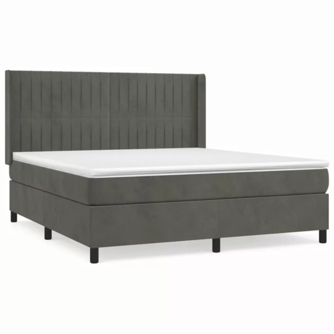 vidaXL Boxspringbett Boxspringbett mit Matratze Dunkelgrau 160x200 cm Samt günstig online kaufen