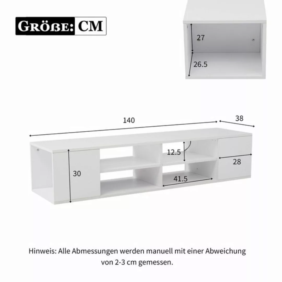 Gotagee TV-Schrank Vielseitiger 140cm TV-Schrank LED TV Lowboard hängend Fe günstig online kaufen