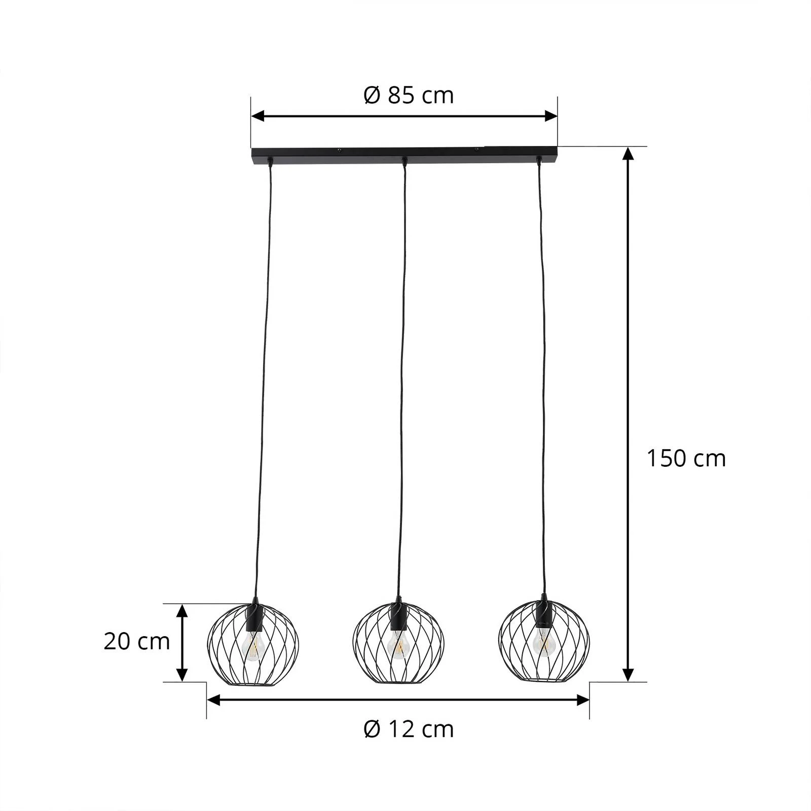 Lindby Hängeleuchte Danika, 105 cm lang, schwarz, Metall günstig online kaufen